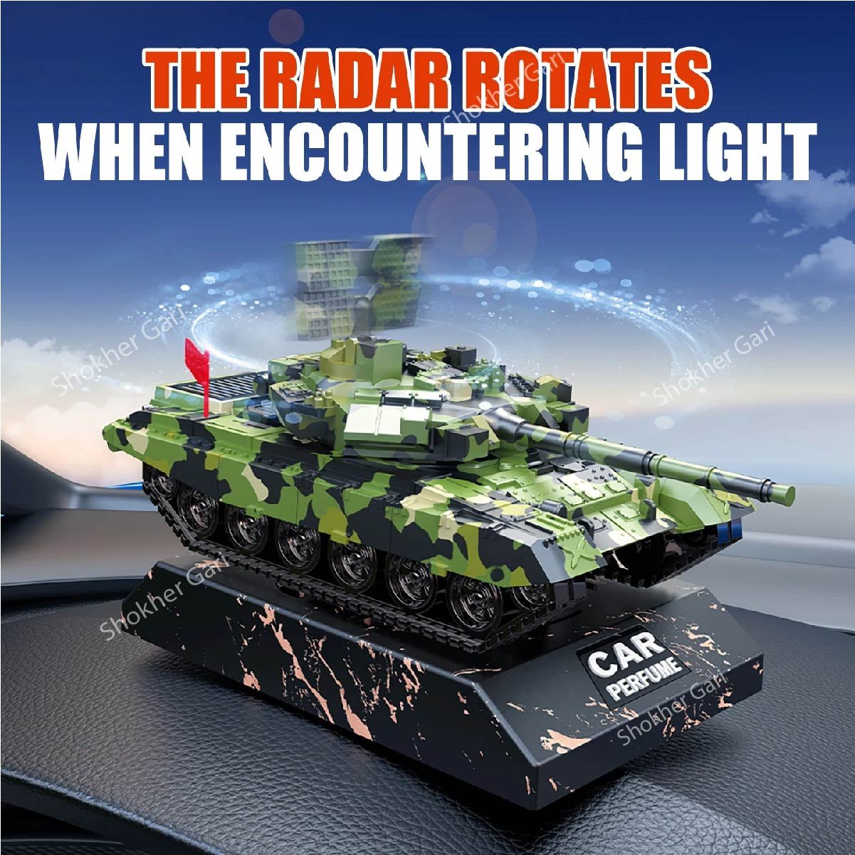 SG1585 Drift tank model rotate radar car dashboard 990 TK (1) Drift tank model rotate radar car dashboard - Image 1